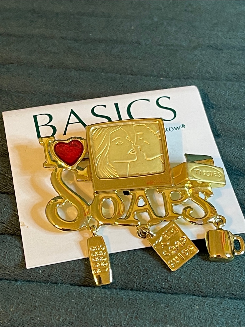 Vintage Danecraft “I Love Soaps” Novelty Charm Brooch NOS